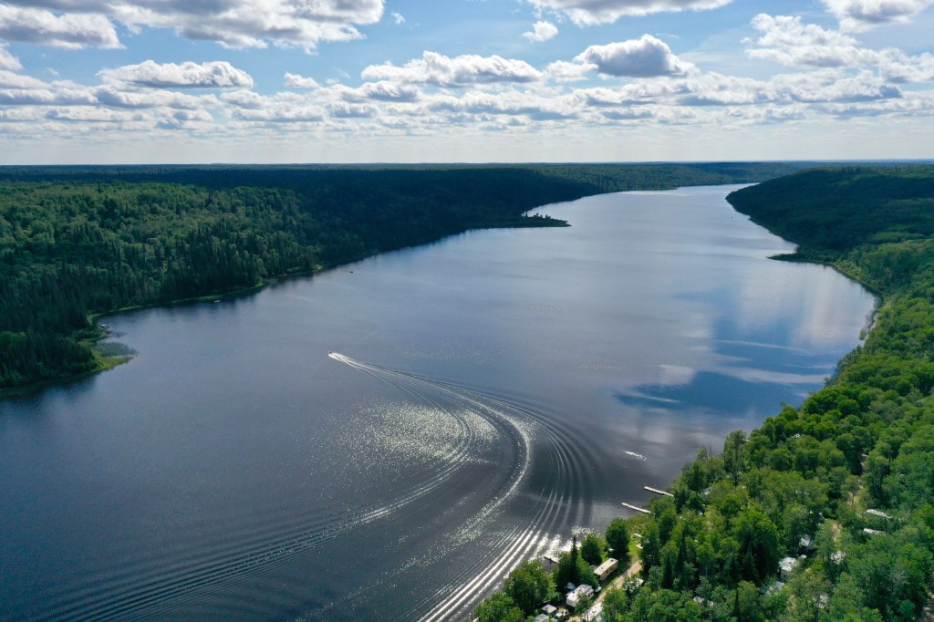 Aerial view of Mcbride Lake and the campground lakeside